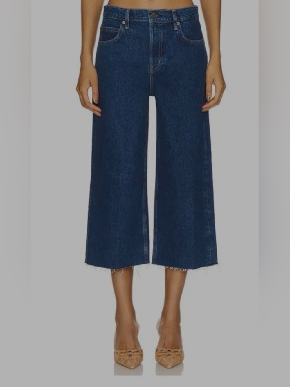 FRAME DENIM EASY CAPRI JEANS WIDE LEG HIGH RISE SIZE 28 Raw Hem